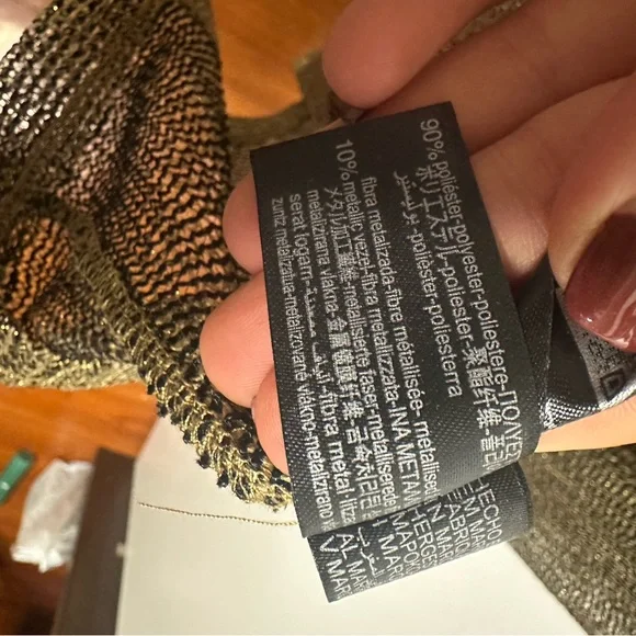 Zara Metallic Sheer Long Sleeve Blouse - Picture 7 of 8